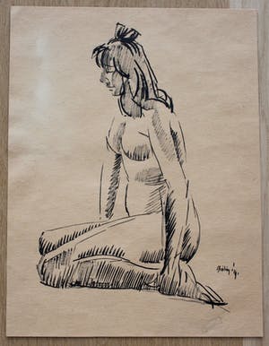 Herman Bieling - Pen tekening: naakt kopen? Bied vanaf 65!