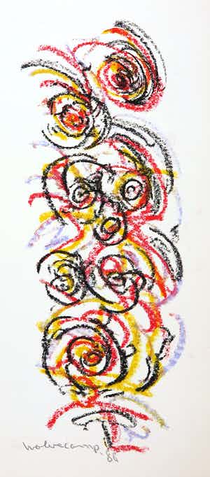 Theo Wolvecamp - Pastelkrijt, Abstracte compositie verkocht voor € 100!