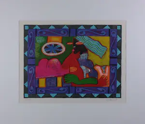 Clemens Briels - Zeefdruk, Mujer (pelo azul) - Ingelijst kopen? Bied vanaf 100!