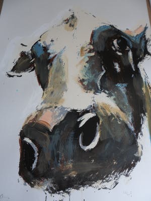 Theo Onnes - Zeefdruk. Titel. "Cow 2 ( Groot ) kopen? Bied vanaf 80!