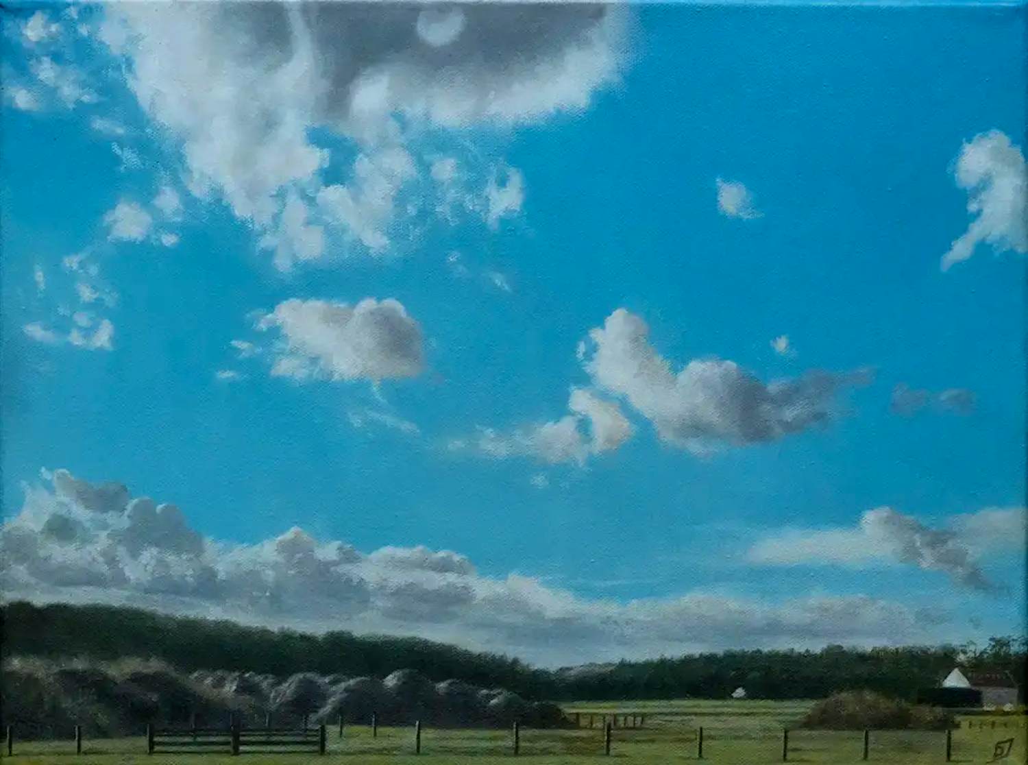 Daan de Jong - Olieverf op doek: Wolken boven het Waddeneiland Texel - 2004 kopen? Bied vanaf 599!