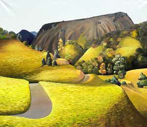 Erna van Mondfrans - La route vers Merviel, olieverf op doek (ingelijst) verkocht voor € 175!