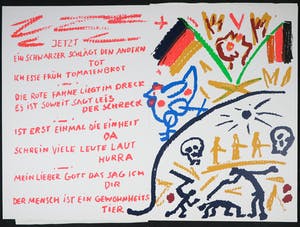 A.R. Penck - Zeefdruk op karton, Das Blaue Huhn kopen? Bied vanaf 500!
