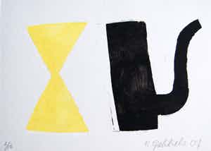 Klaas Gubbels - sjabloondruk 'Diabolo met Zwarte Kan' - 2007 - oplage 12 ex. verkocht voor € 250!