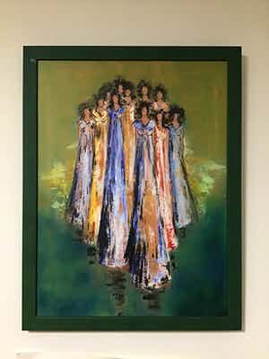 Niet of onleesbaar gesigneerd - Vrouwen in het groen verkocht voor € 1!