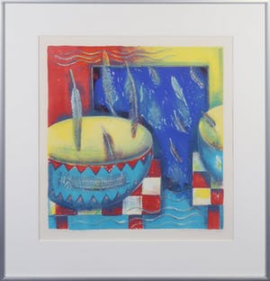 Marianne Aulman - Kleurenlitho, De val van Icarus I - Ingelijst kopen? Bied vanaf 1!