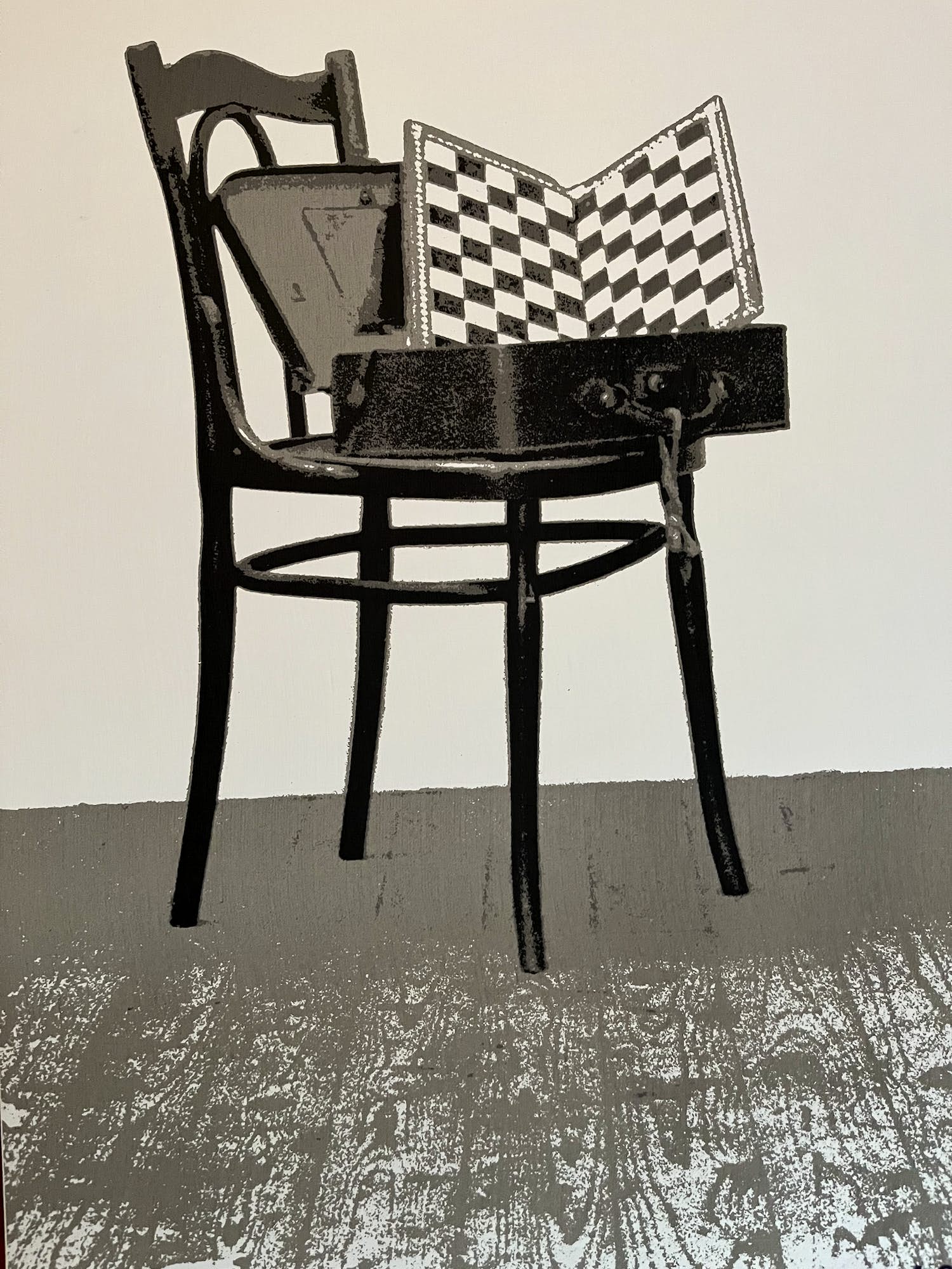 Klaas Gubbels - STOEL MET SCHAAKBORD verkocht voor € 75!