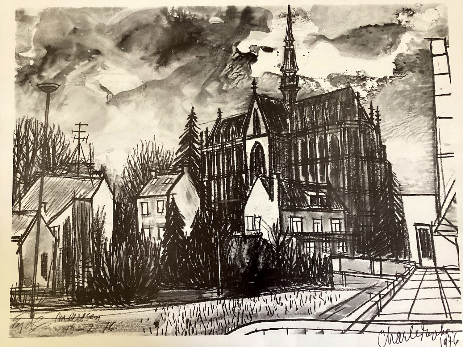 Charles Eyck - Lithografie - in houten lijst verkocht voor € 65!