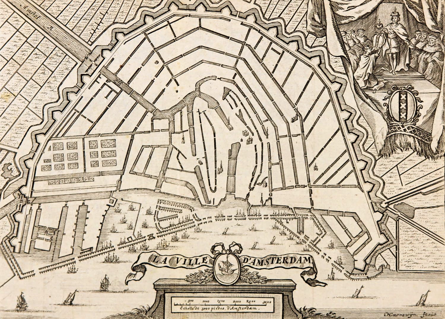 Jacobus Harrewijn - Gravure, La Ville d'Amsterdam verkocht voor € 1!