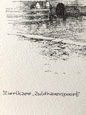 Koster Kees - Kees Koster - Zierikzee "Zuidhavenpoort", Tekening kopen? Bied vanaf 50!