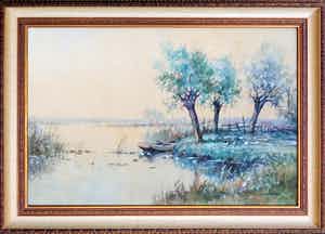 Jan van der Heijden - Hollands polderlandschap met kippen verkocht voor € 79!