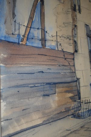 Jan den Hengst - Amsterdam, de Jordaan met de Westerkerk - grote ingelijste aquarel kopen? Bied vanaf 150!