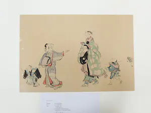 Niet of onleesbaar gesigneerd - Japanse inkttekening, ca. 1850/1870, "Fuzoku-zu" kopen? Bied vanaf 1!