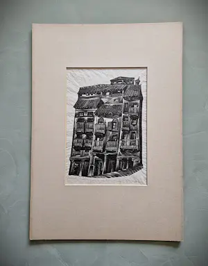 Tranquillo Marangoni - originele jaren 50 houtsnede "Architetture vicentine" potloodgesigneerd kopen? Bied vanaf 44!