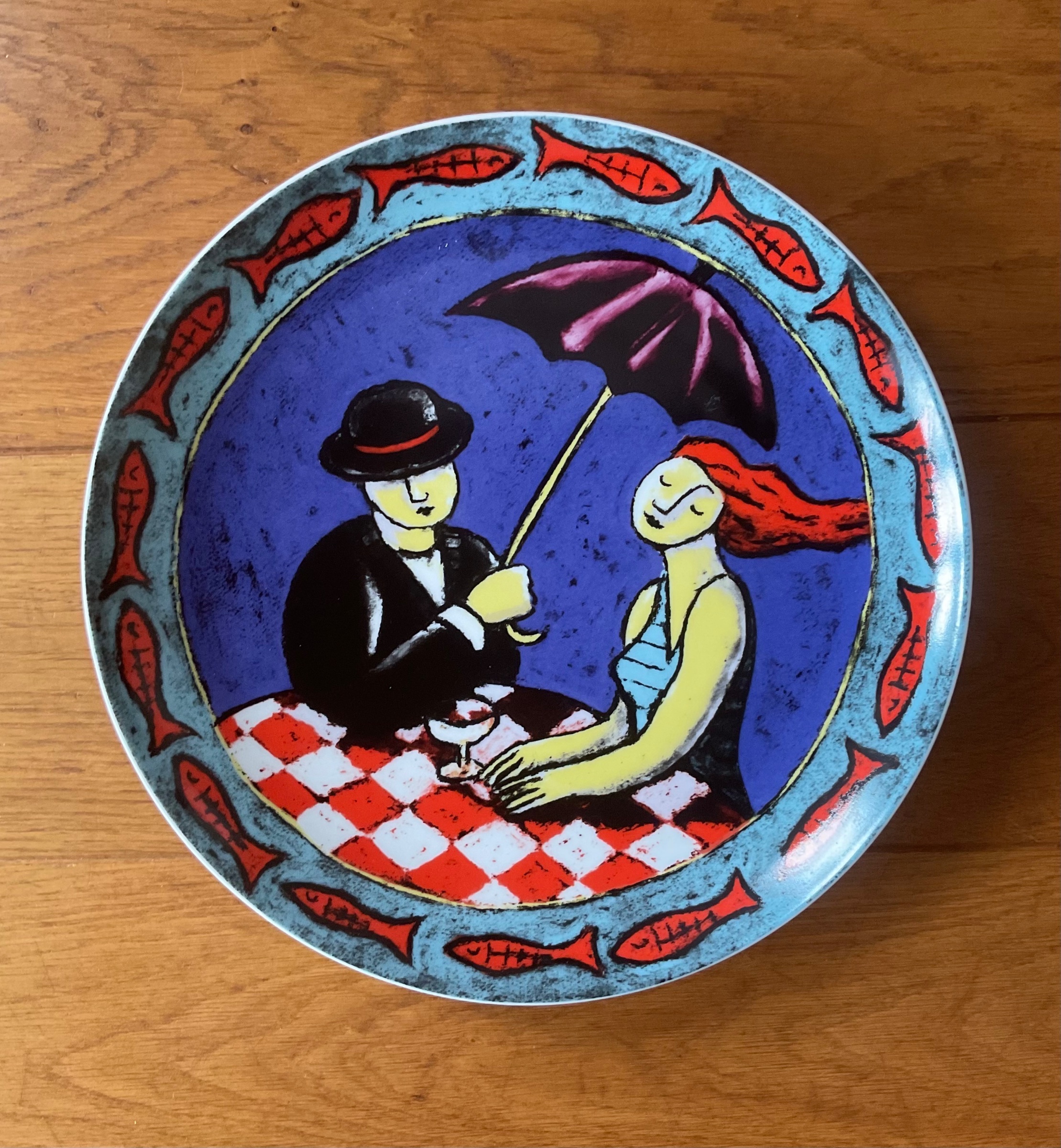 Jacques Tange - When It Rains Fishes, porselein bord, Schoonhoven keramiek kopen? Bied vanaf 30!