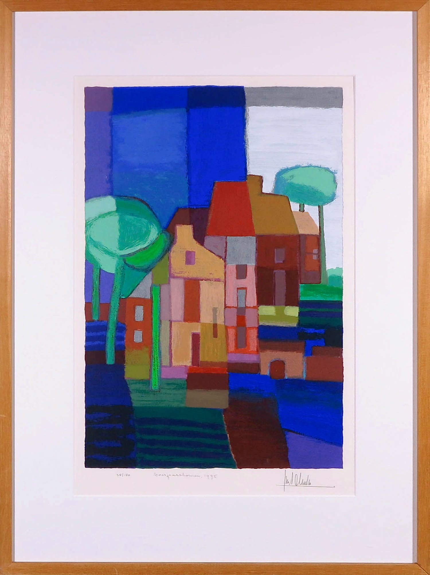 Ton Schulten - Zeefdruk, Voorjaarsbomen - Ingelijst verkocht voor € 250!