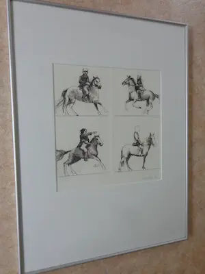 Aat Verhoog - VIER RUITERS TE PAARD / 4x ZW-W ETS / 67x50cm / KADER / SIG kopen? Bied vanaf 25!