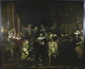 Rob Stoffer - Olieverf op doek, De Nachtwacht naar Rembrandt - Ingelijst (Zeer Groot!) kopen? Bied vanaf 1!