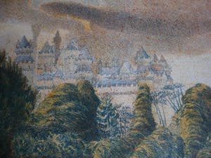 Niet of onleesbaar gesigneerd - Litho, Kasteel in een landschap. kopen? Bied vanaf 1!
