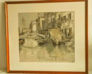Hans Figura - Farb Radierung Aquatinta auf Seide Brücke in Venedig 50er Jahre handsigniert kopen? Bied vanaf 280!