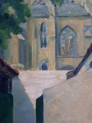 Maarten van der Meer - Beekrand + zicht op de kerk van Thorn kopen? Bied vanaf 60!