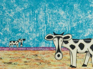 Michiel Molenaar - Zeefdruk, Two cows kopen? Bied vanaf 20!