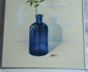 Niet of onleesbaar gesigneerd - Airbrush / tekening , “Roos in Fles” – gesigneerd & ingelijst - 1994 kopen? Bied vanaf 1!