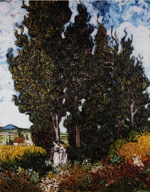 Paul Huf - Foto, Naar Cipressen en twee figuren van Vincent van Gogh - Ingelijst kopen? Bied vanaf 1!