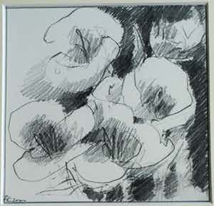 Fon Klement - Ingelijste tekening , Bloemstilleven 3 - 2000 verkocht voor € 80!