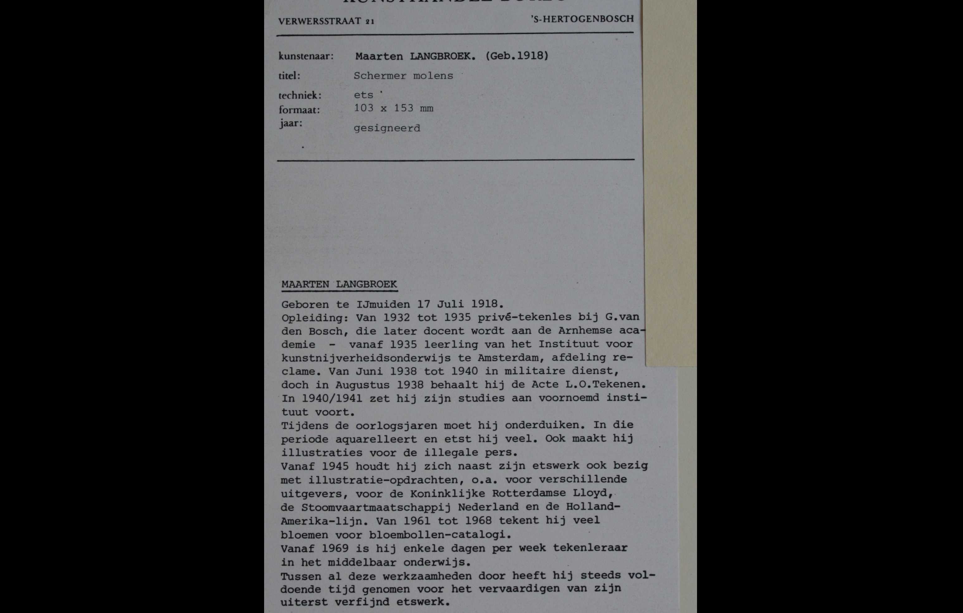 Maarten Langbroek - ets - gesigneerd - titel Texel het Noorden kopen? Bied vanaf 1!