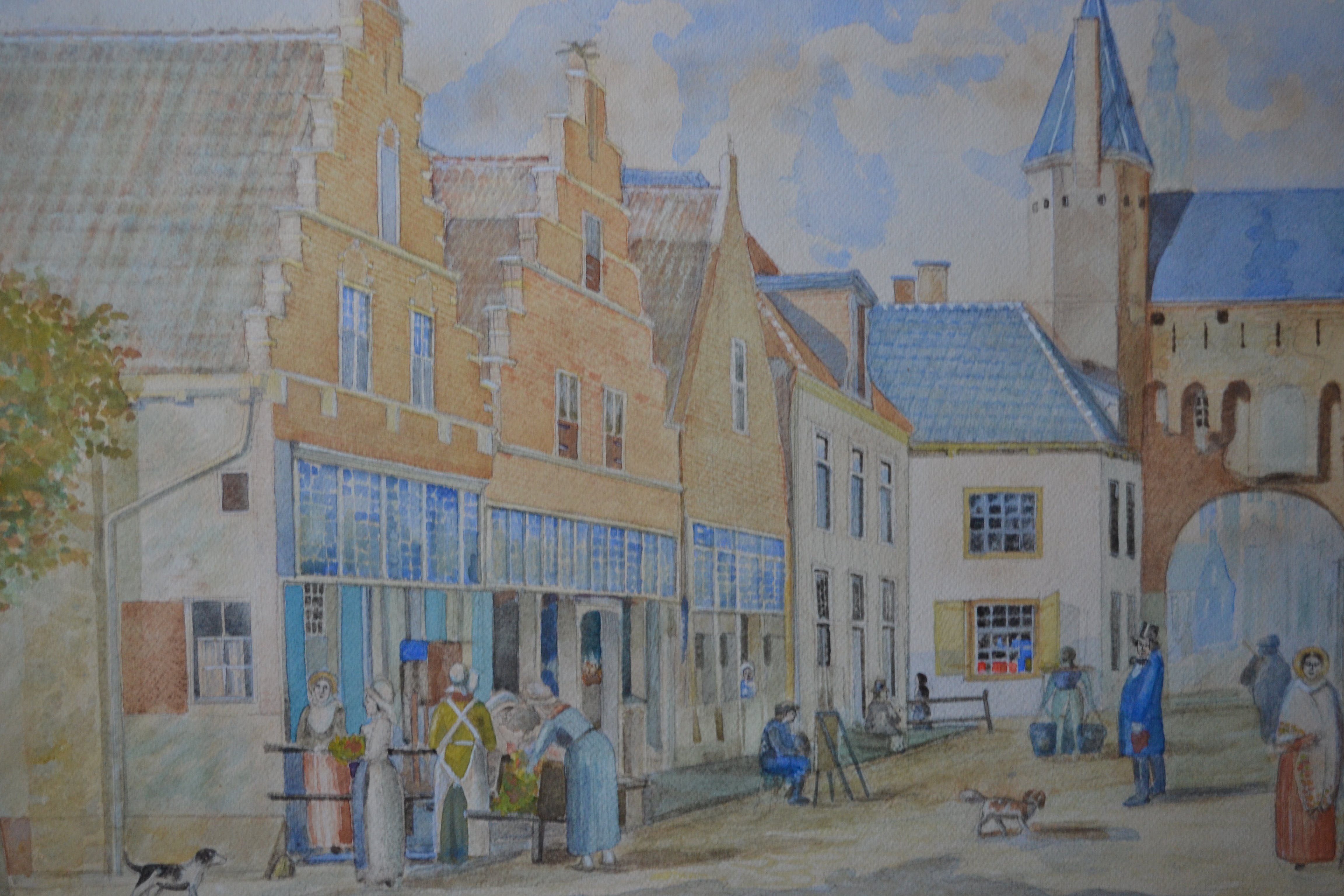 Niet of onleesbaar gesigneerd - Kamperbinnenpoort Amersfoort anno 1817- Aquarel - ? van Beurden kopen? Bied vanaf 1!
