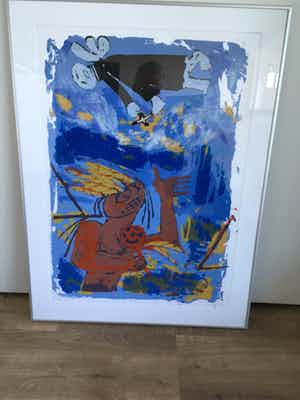 John Lie a Fo - Handgesigneerde kleurenlitho ‘Piaaiman’. verkocht voor € 60!