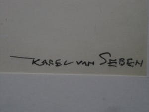 Karel van Seben - Mooie scherpe Inkttekening "Afrika - vrouw aan waterkant" gesigneerd kopen? Bied vanaf 29!