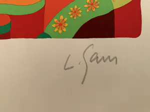 Louis Gans - Kleurrijk Fantasielandschap - zeefdruk kopen? Bied vanaf 60!