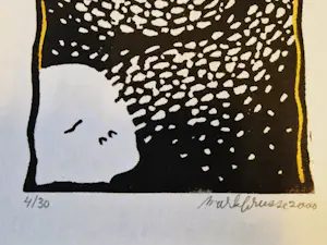 Mark Brusse - kleine oplage (4/30) - handgekleurde Houtsnede "Spirit of the Waters" gesigneerd kopen? Bied vanaf 26!