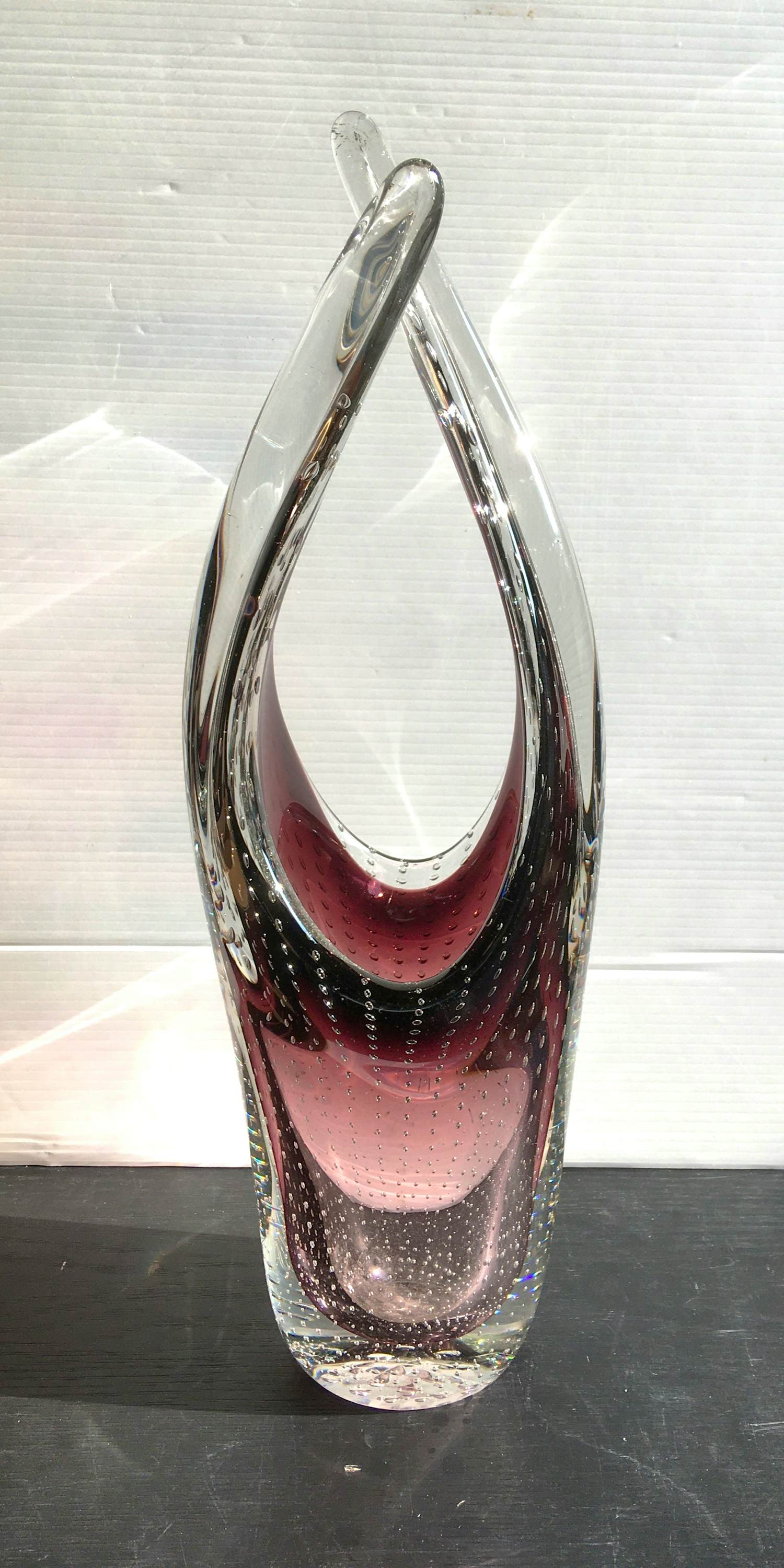 Verreries de Boussu - Vaas in glas met luchtbellen patroon kopen? Bied vanaf 20!