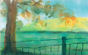 Liz Strick - Monoprint, North Yorkshire Moors - Ingelijst kopen? Bied vanaf 1!