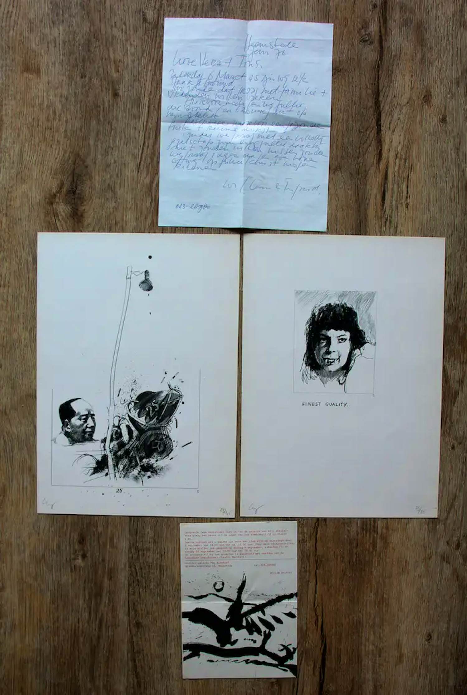 Buy Willem Snitker - 2 litho's + uitnodiging galerie + handgeschreven brief (12 1/2 huwelijk)? Bid from 49!