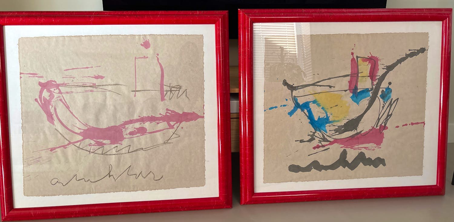 Anton Heyboer - 2 ingelijste originele Anton Heyboer schilderijen kopen? Bied vanaf 400!