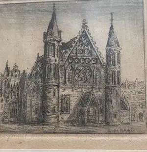 Eugene Rensburg - Fraaie originele ets Den Haag / Binnenhof Ridderzaal kopen? Bied vanaf 35!