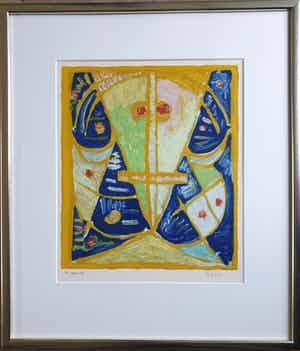Egill Jacobsen - "Face" - Litho - HC - Gesigneerd - Ingelijst verkocht voor € 375!