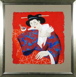 Ada Breedveld - Zeefdruk, Femmes Japonnaises IV - Ingelijst verkocht voor € 80!