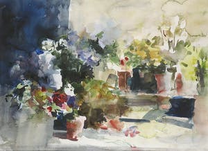 Boudewijn Korsmit - Aquarel, Z.T. Stilleven met potten - Ingelijst kopen? Bied vanaf 35!