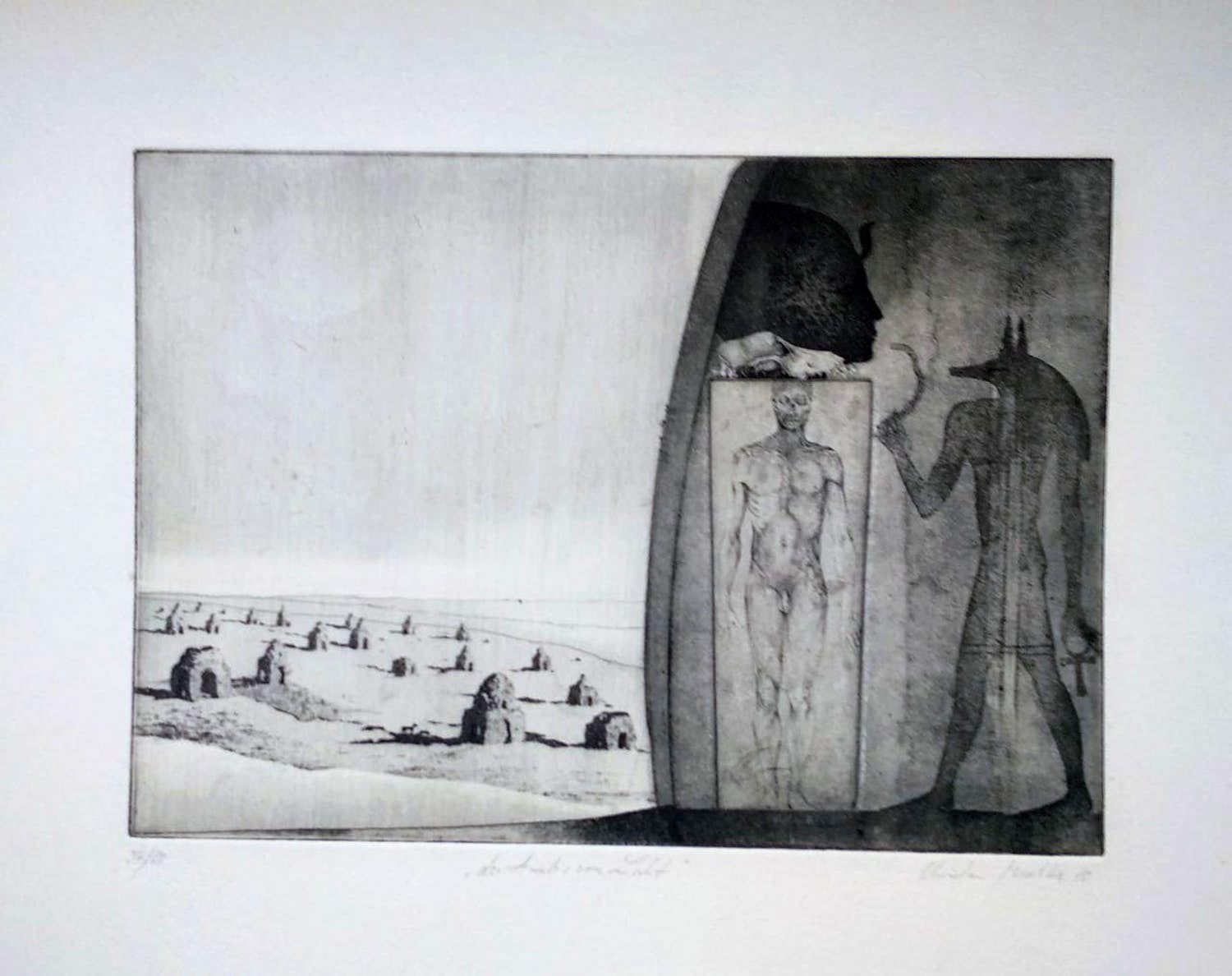 Christian Mischke - der Anubis von Lischt. Radierung 1980 kopen? Bied vanaf 80!