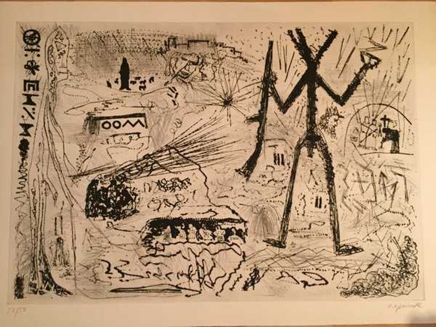A.R. Penck - "Expedition to the Holyland" großformatige Radierung, 1983
