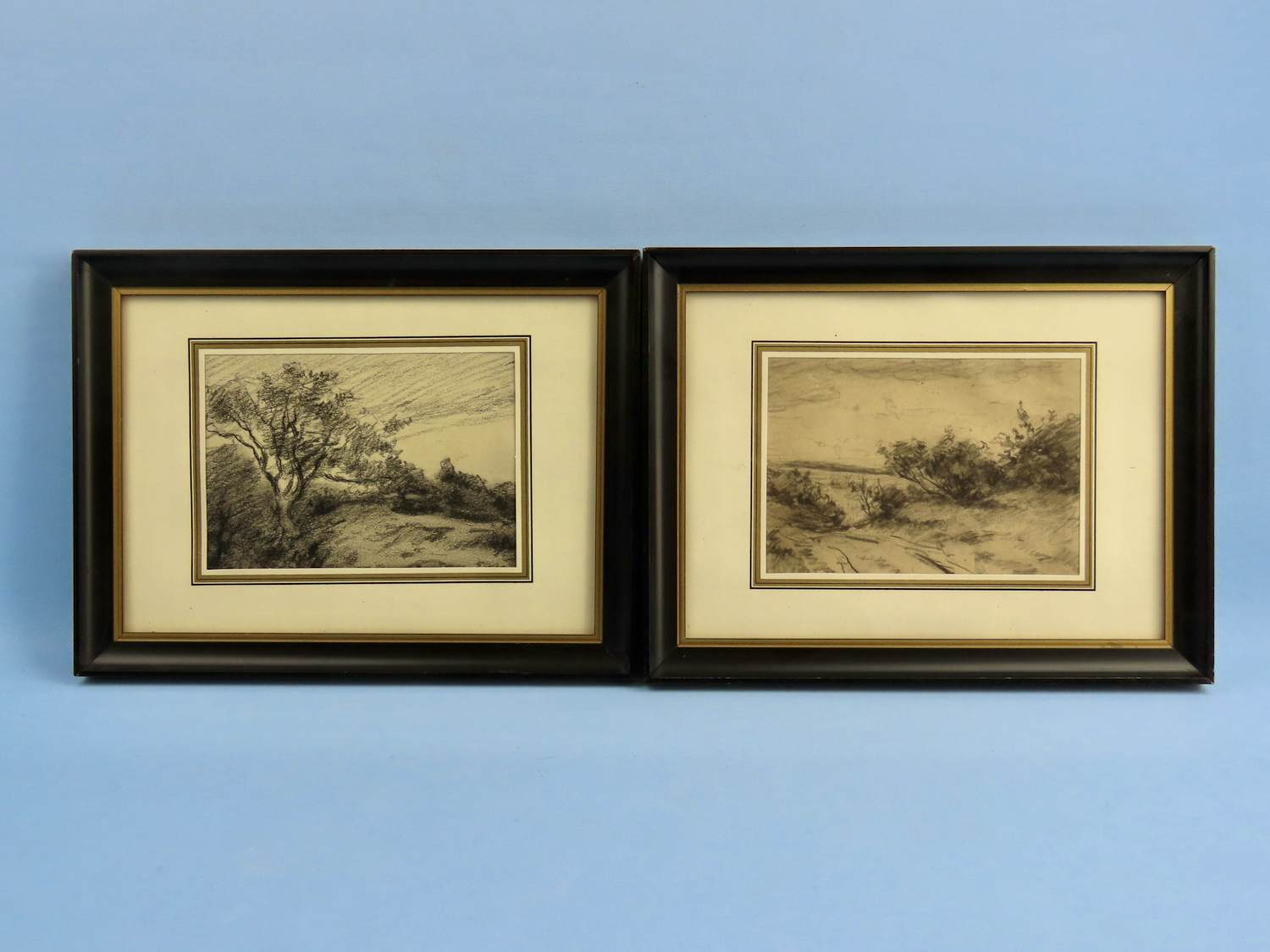 Buy Abraham van der Wissel - Twee studies van bomen - potlood, houtskool? Bid from 30!