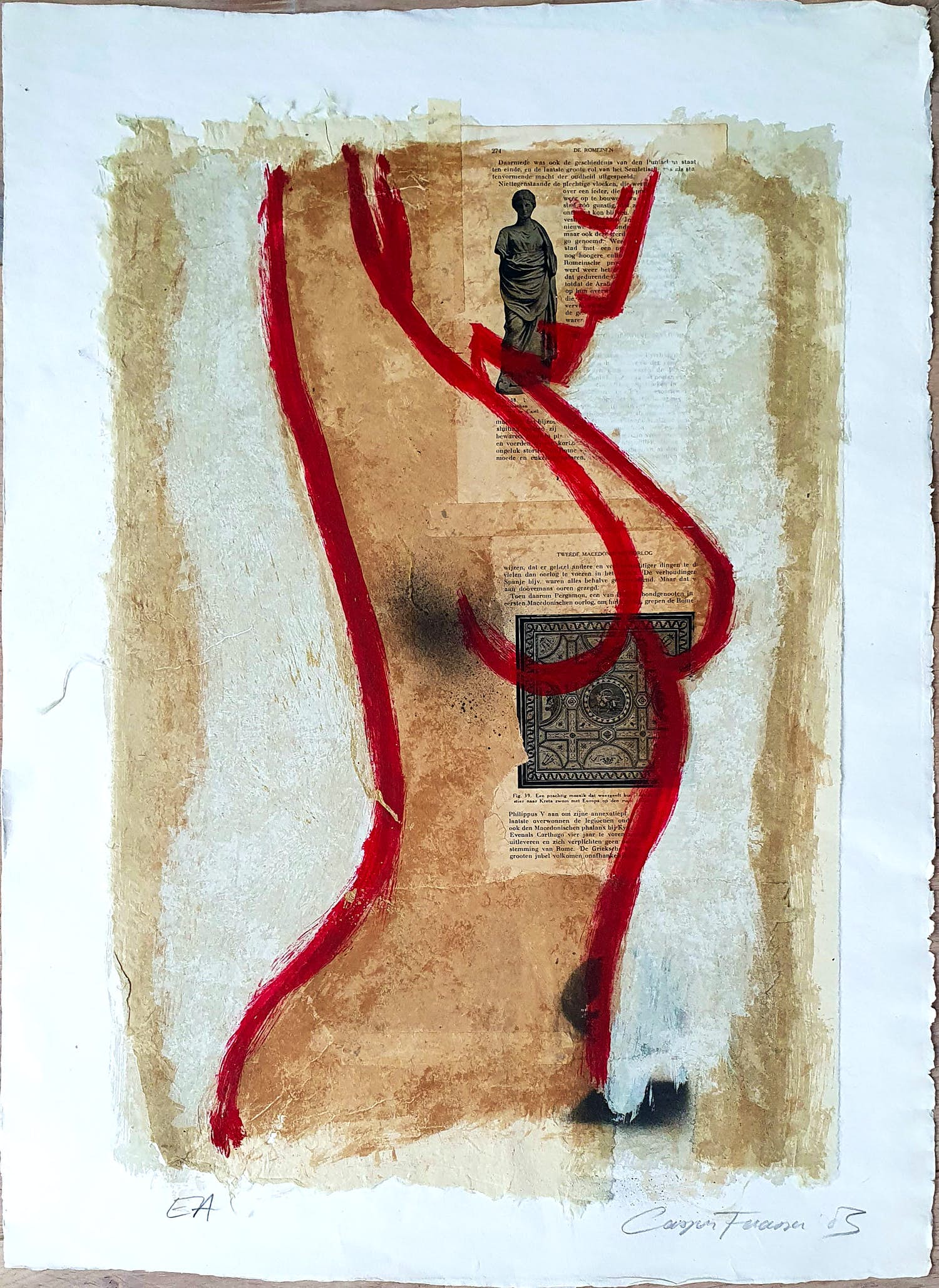 Casper Faassen - Handbewerkte zeefdruk/collage : 'Vrouw' verkocht voor € 165!