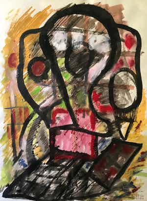 Kees van Es - Gemengde techniek op papier - 2002 verkocht voor € 250!