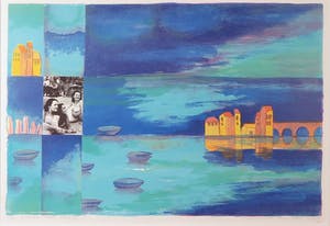 Marianne Aulman - Litho en collage, Zomer aan zee I - Ingelijst kopen? Bied vanaf 35!