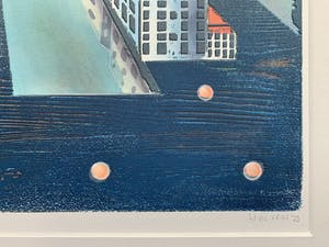 Willem de Vries - Houtsnede | 'Town-centre II' | 1999 kopen? Bied vanaf 75!